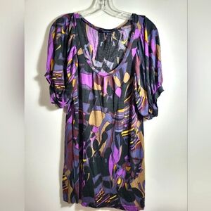 French Connection purple blue & black full tunic   women's 2  #2300